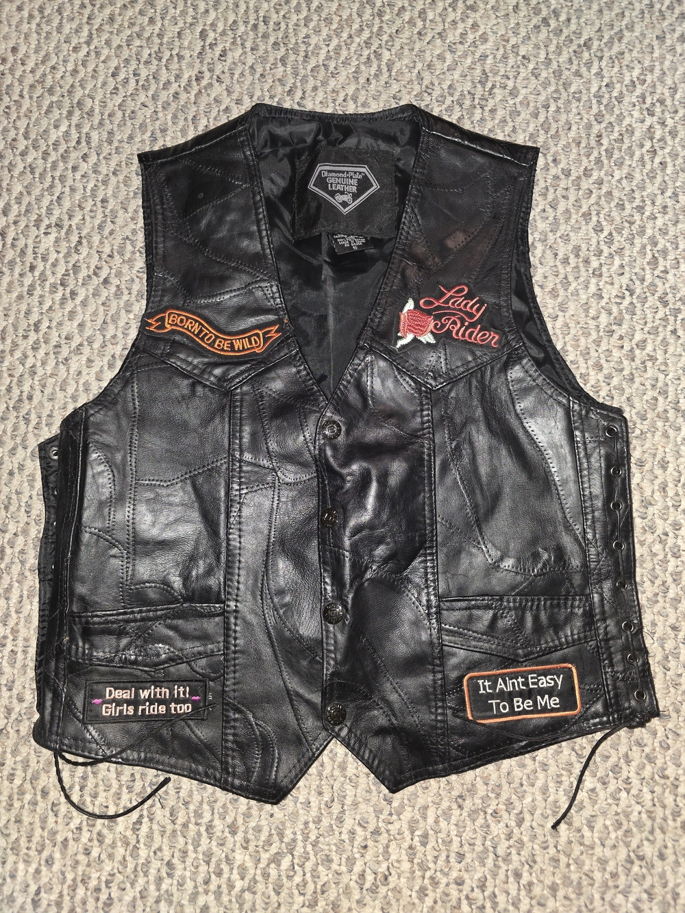 Black Leather Women’s Rider Vest - Lady Rider